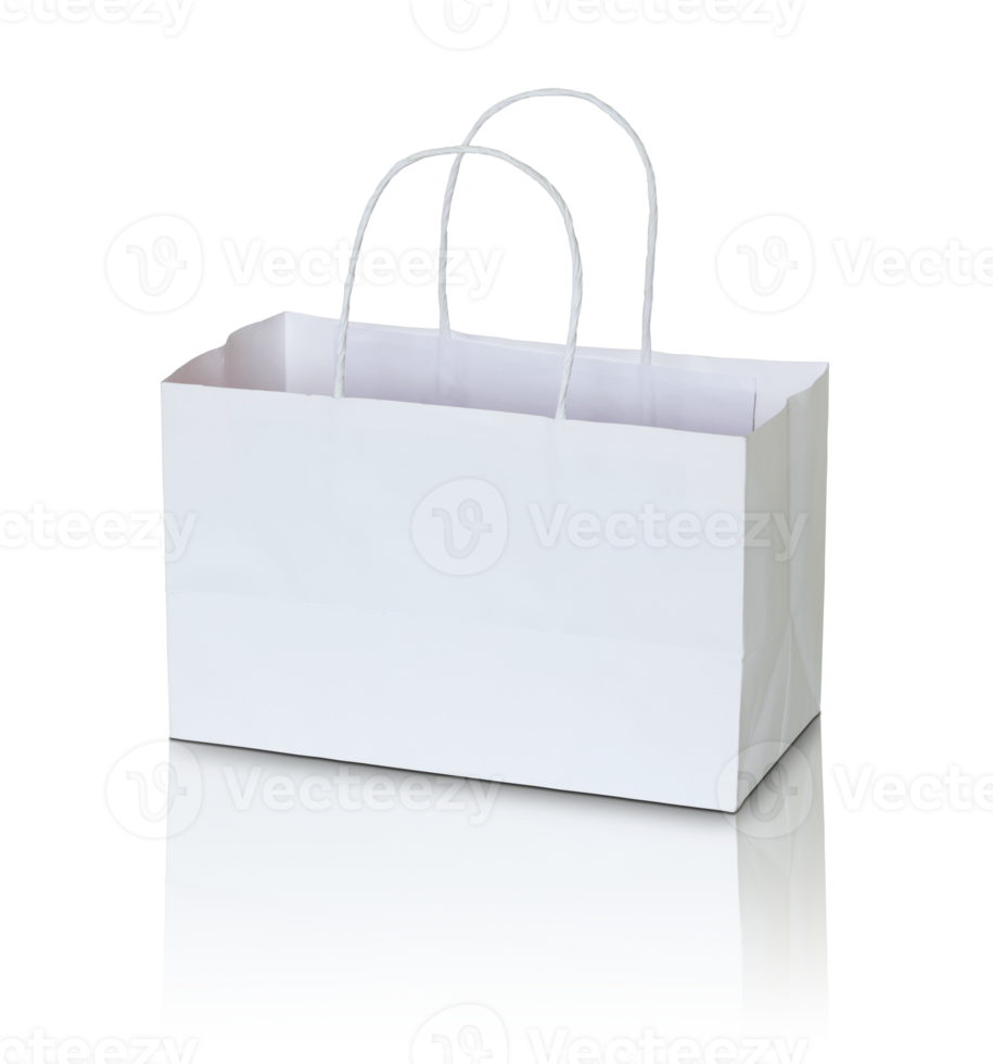 white paper bag isolation with reflect floor for mockup png