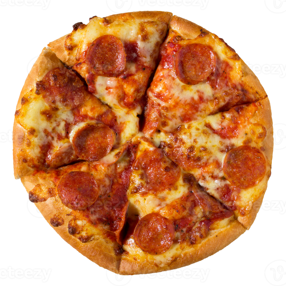 pizza au pepperoni isolée avec un tracé de détourage png