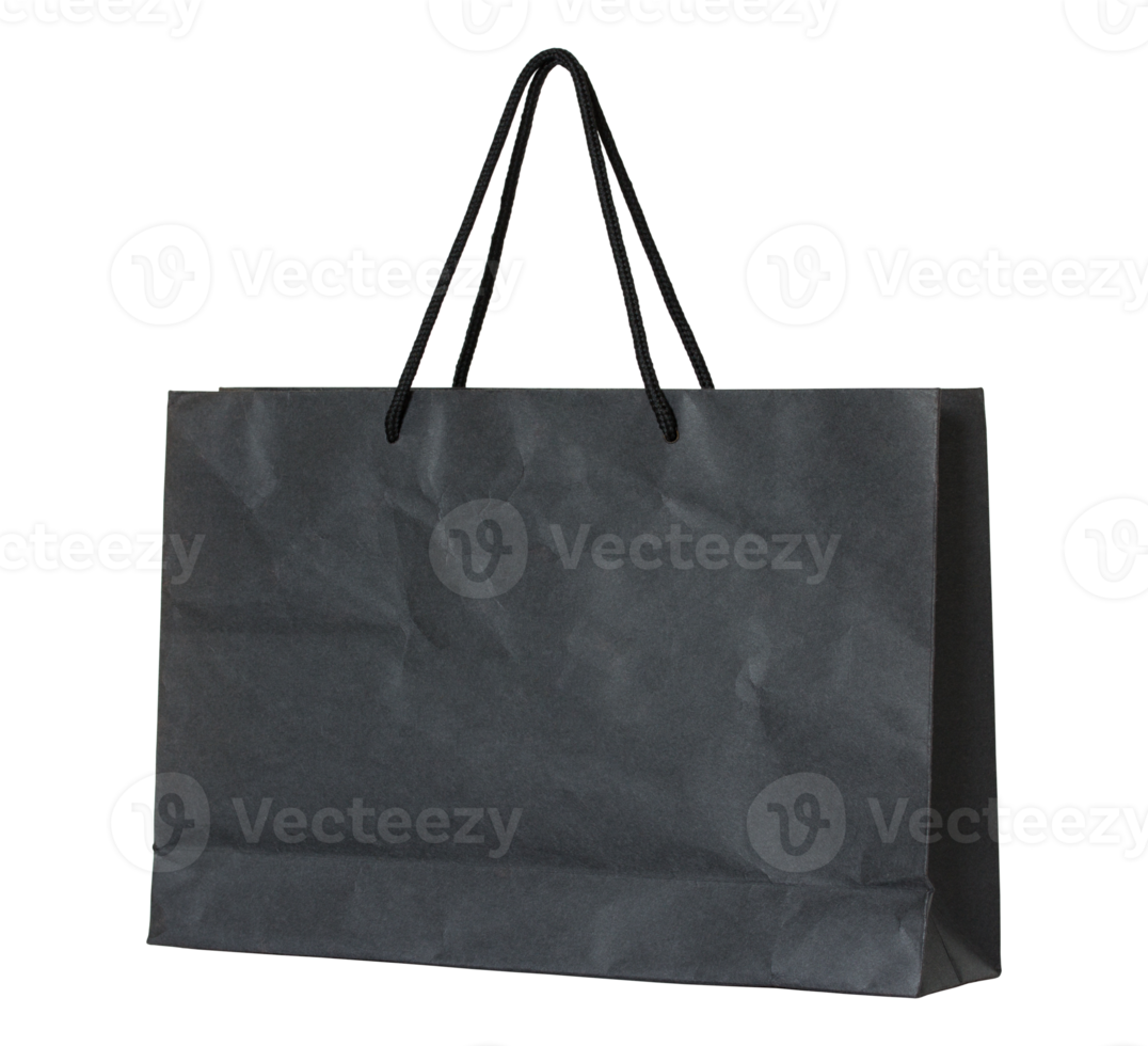 black paper bag isolated with clipping path for mockup png