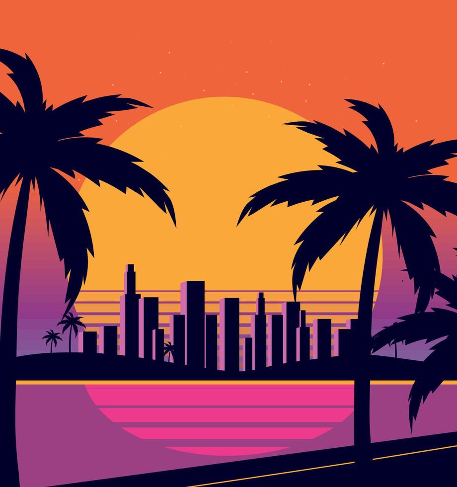 miami city skyline 10794013 Vector Art at Vecteezy