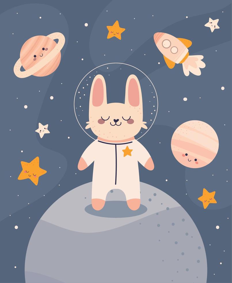 astronaut rabbit milky way vector