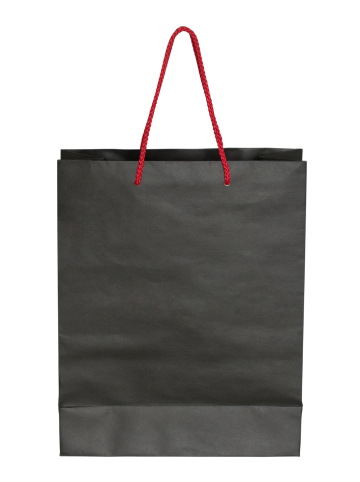 black paper bag isolated with clipping path for mockup png