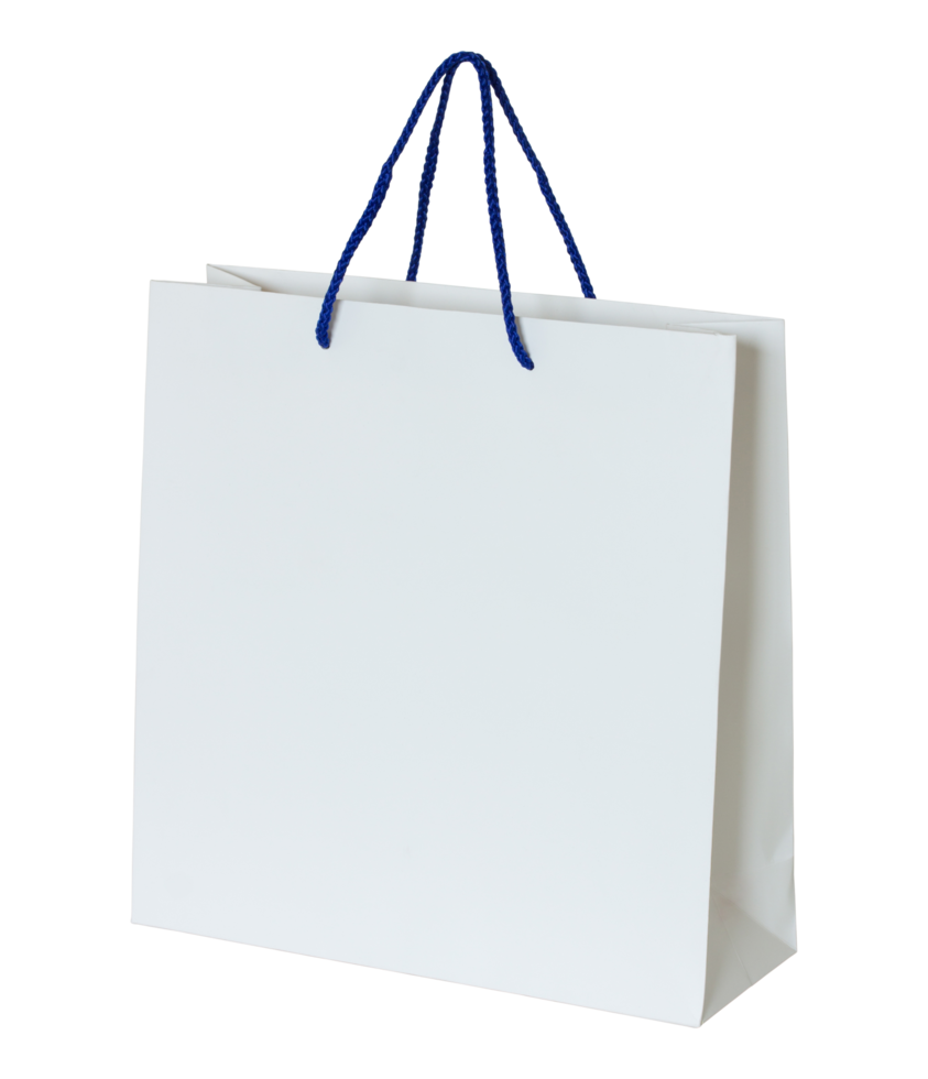 white paper bag isolated with clipping path for mockup png