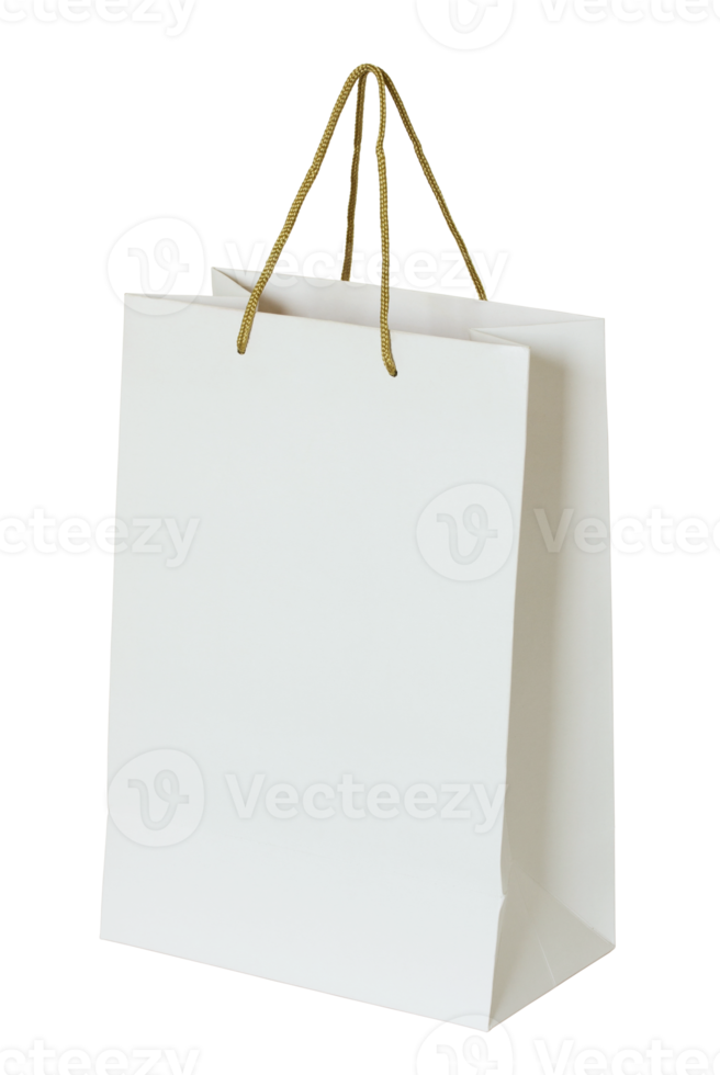 white paper bag isolated with clipping path for mockup png