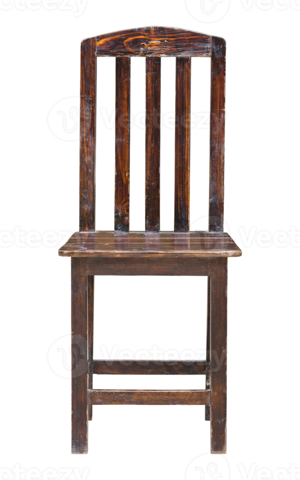 vue de face d'une chaise en bois isolée avec un tracé de détourage png