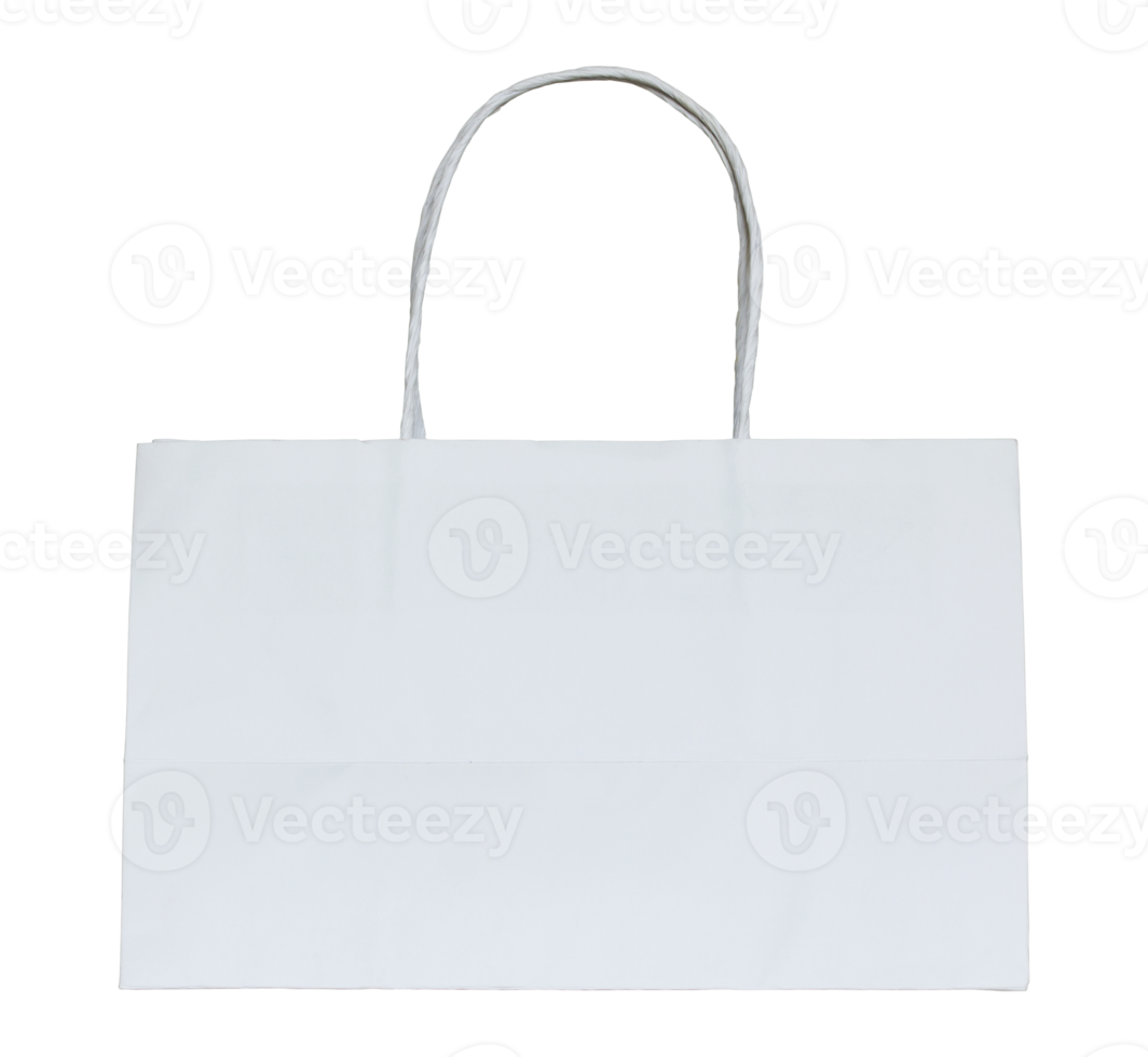 bolsa de papel blanco aislada con trazado de recorte para maqueta png