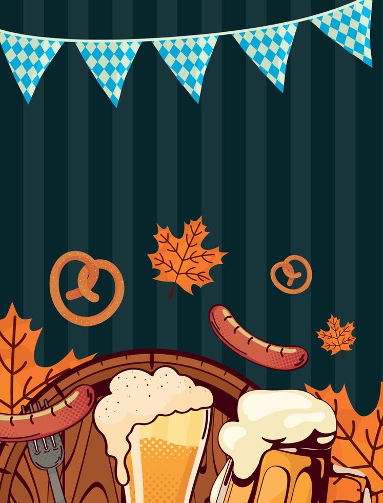 oktoberfest food and beer vector