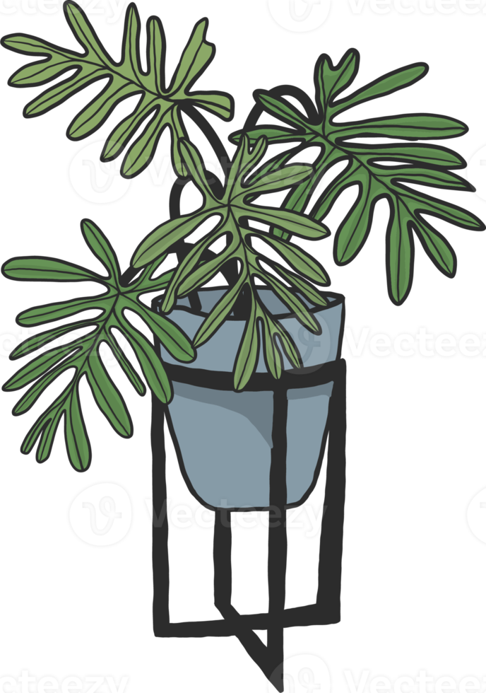 style de dessin à la main de plantes en pot. png