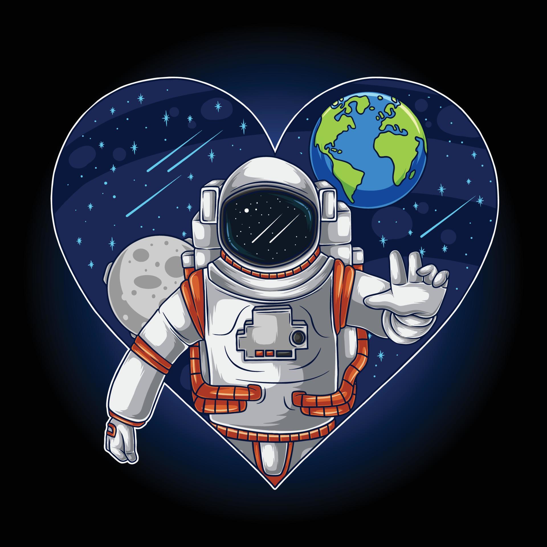 Astronaut in Space Shaped Love Heart 10794176 Vector Art at Vecteezy