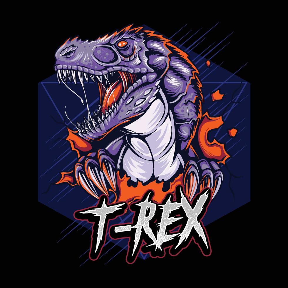 la cabeza del dinosaurio t-rex que se ve realmente genial vector