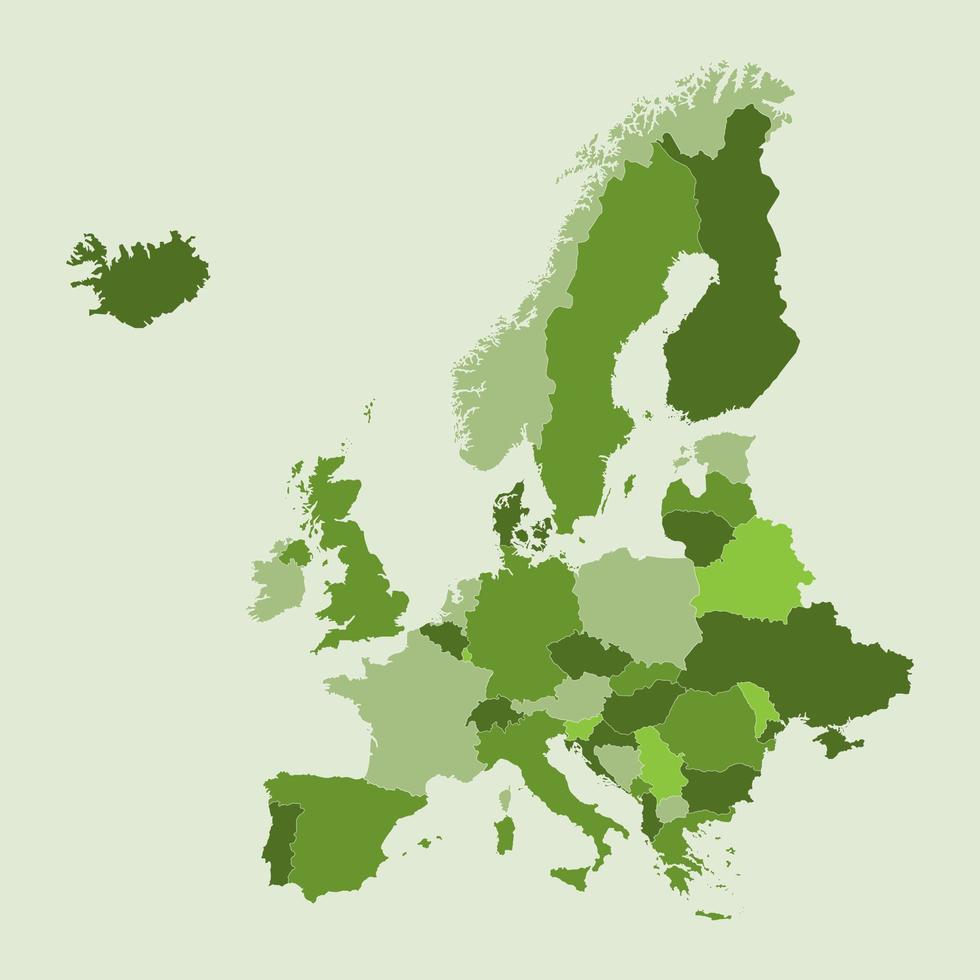 Green Europe map. Vector illustration.