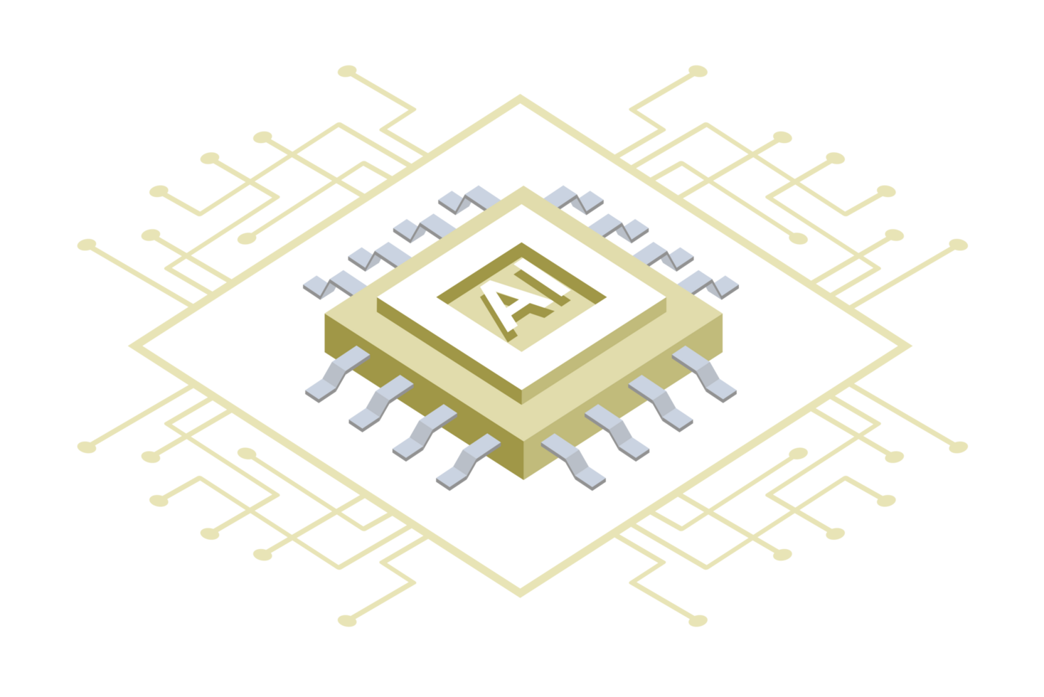 circuito de tecnologia de inteligência artificial verde mole png arquivo