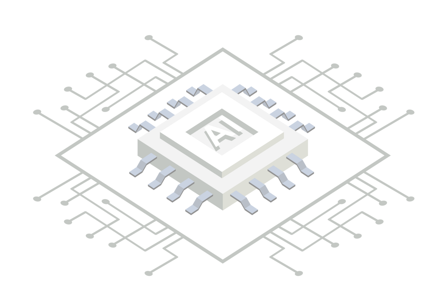 fichier png de circuit de technologie dintelligence artificielle grise