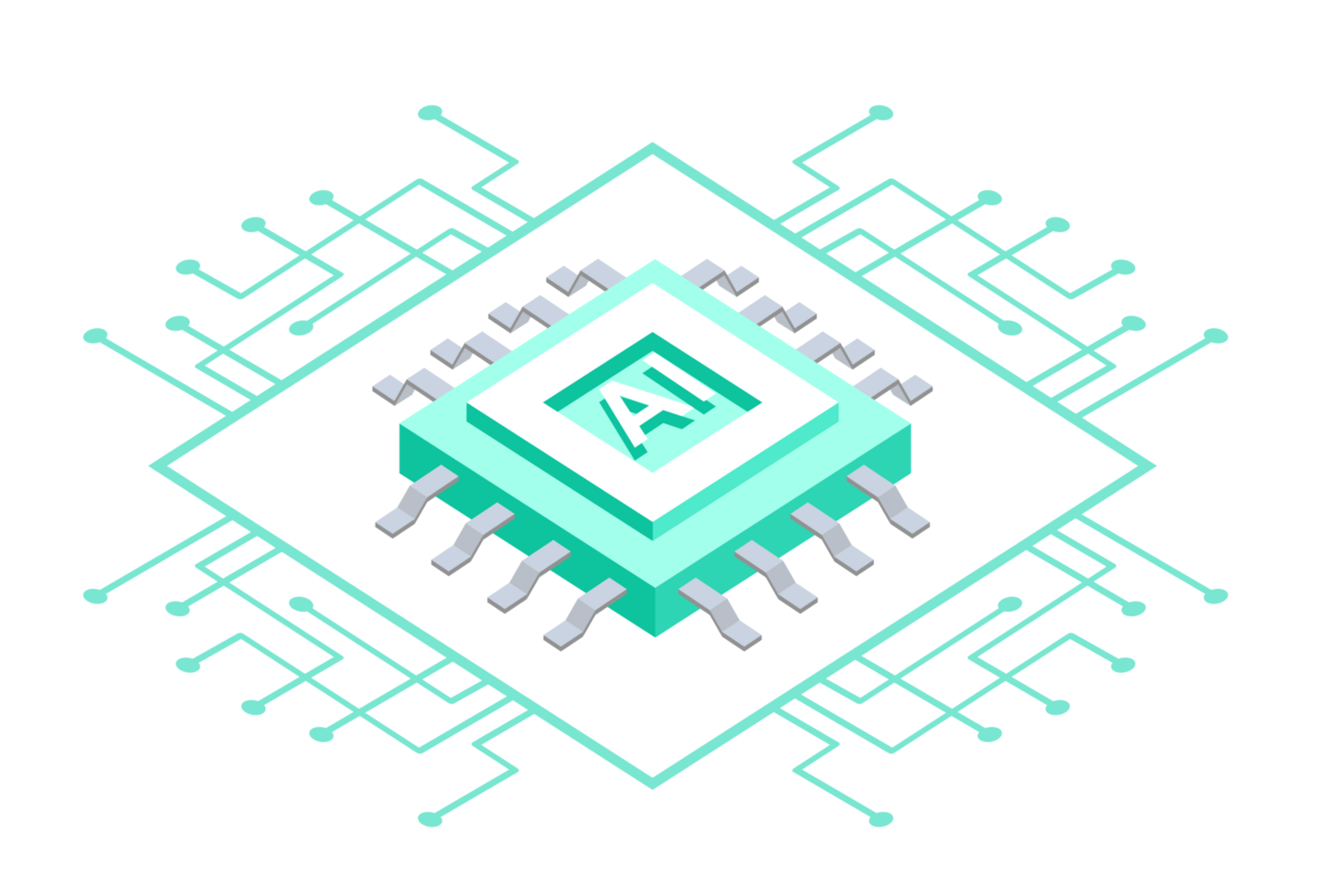 arquivo png de circuito de tecnologia de inteligência artificial verde