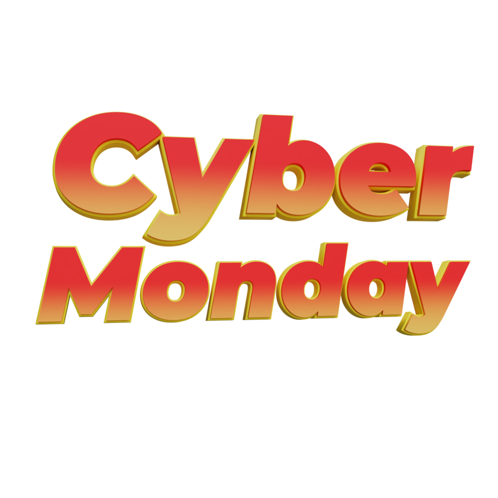 3d cyber maandag tekst met helling kleur png