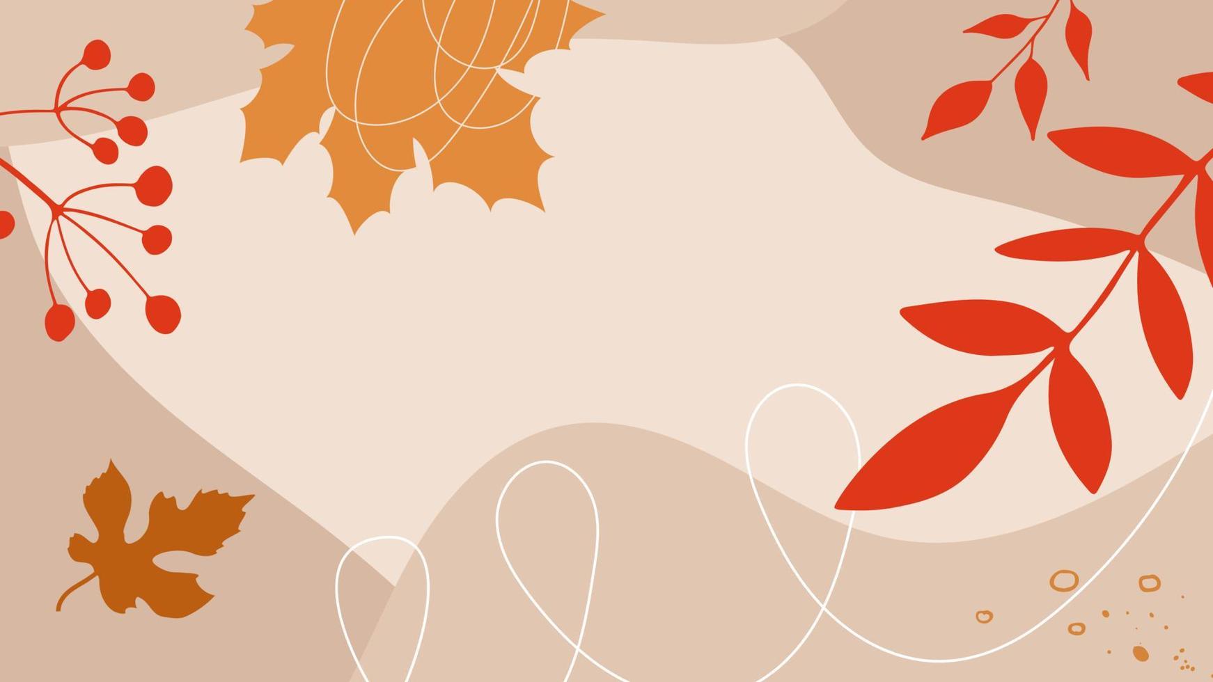 Autumn sale digital poster, promotional banner with autumn leaves,berries,abstract shapes. Vector illustration