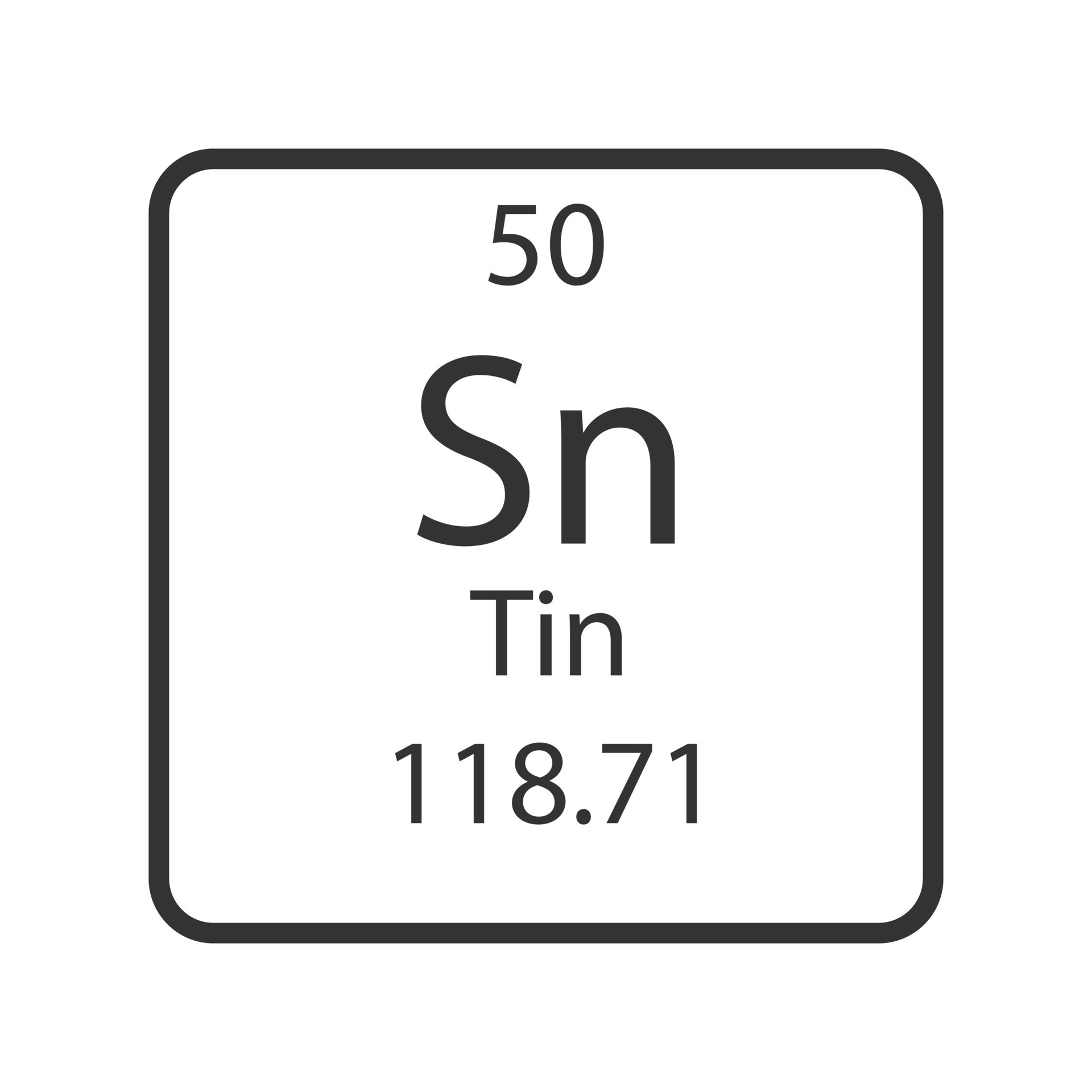 Tin symbol. Chemical element of the periodic table. Vector