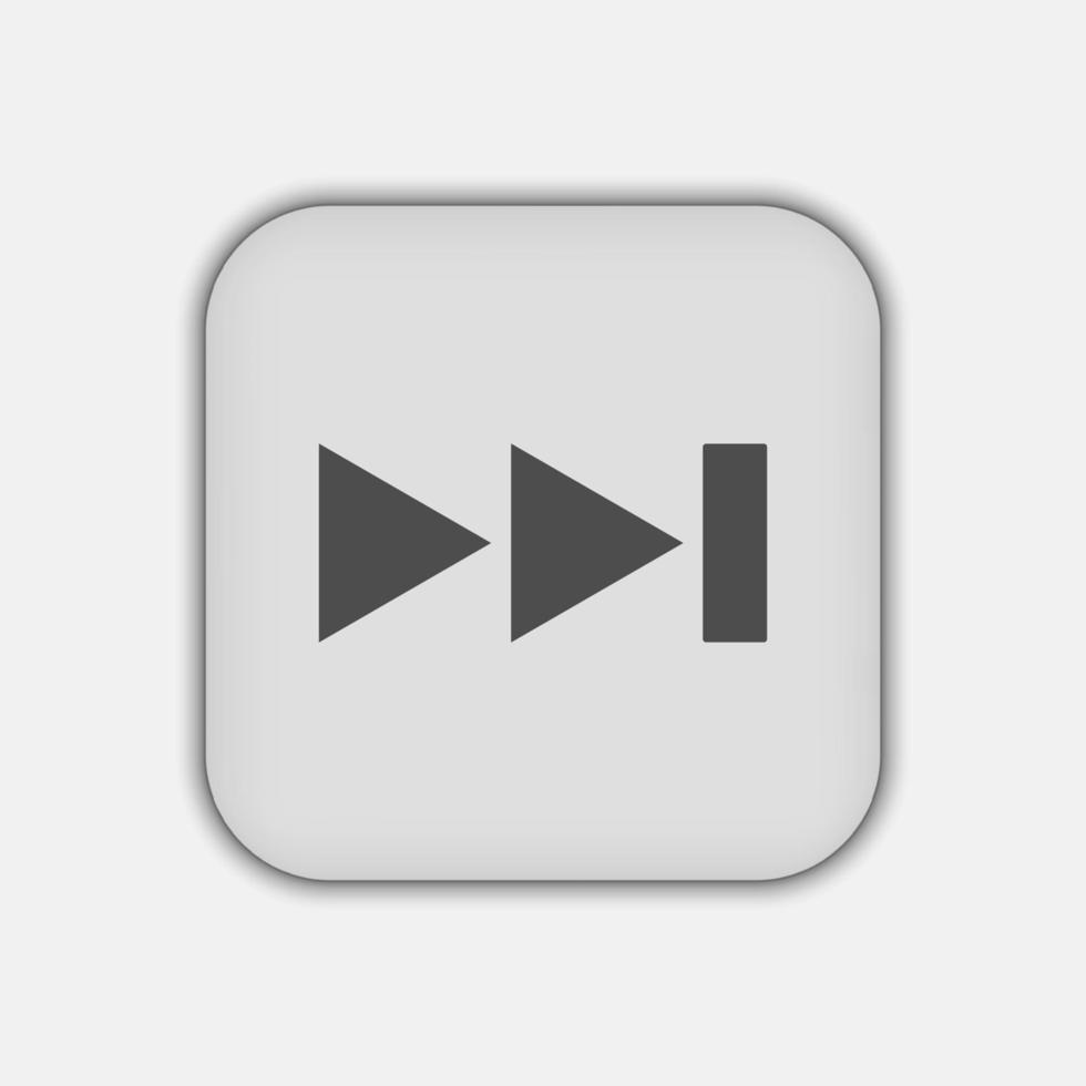 Grey rewind button, flat design style vector