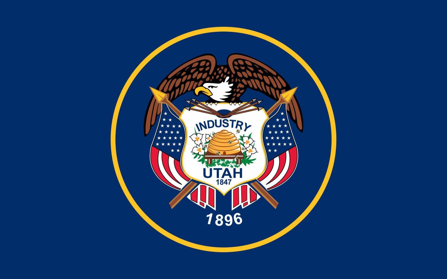 Utah state flag. Vector illustration.