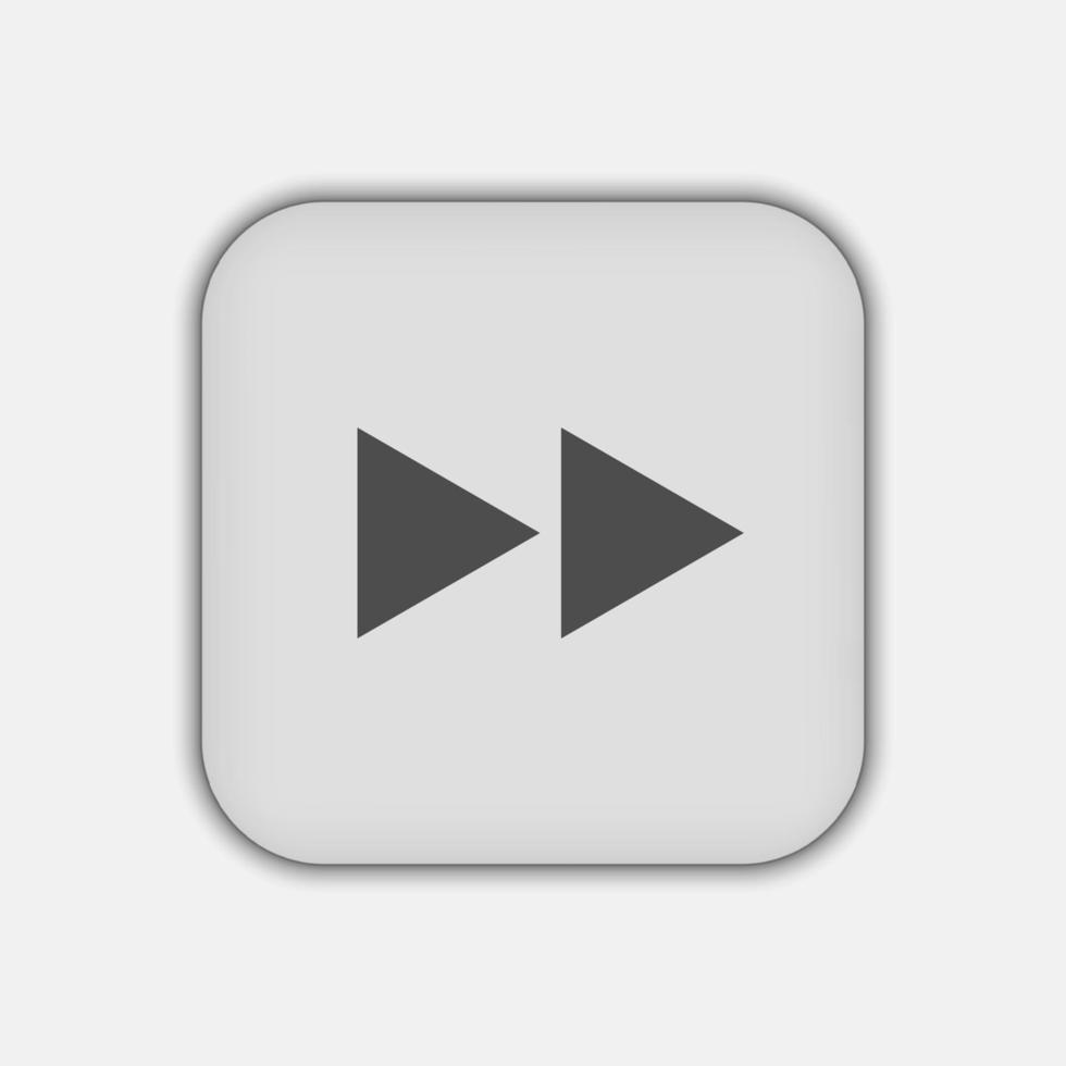 Grey flat symbol rewind button, flat design style vector
