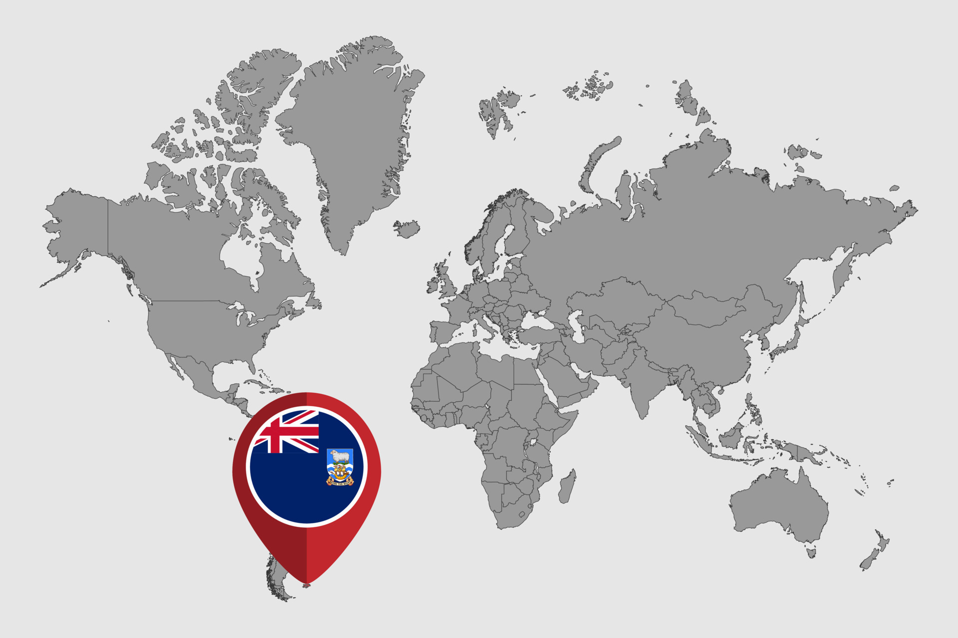 Pin Map With Falkland Islands Flag On World Map Vector Illustration Pin Map With Falkland Islands Flag On World Map Illustration Vector