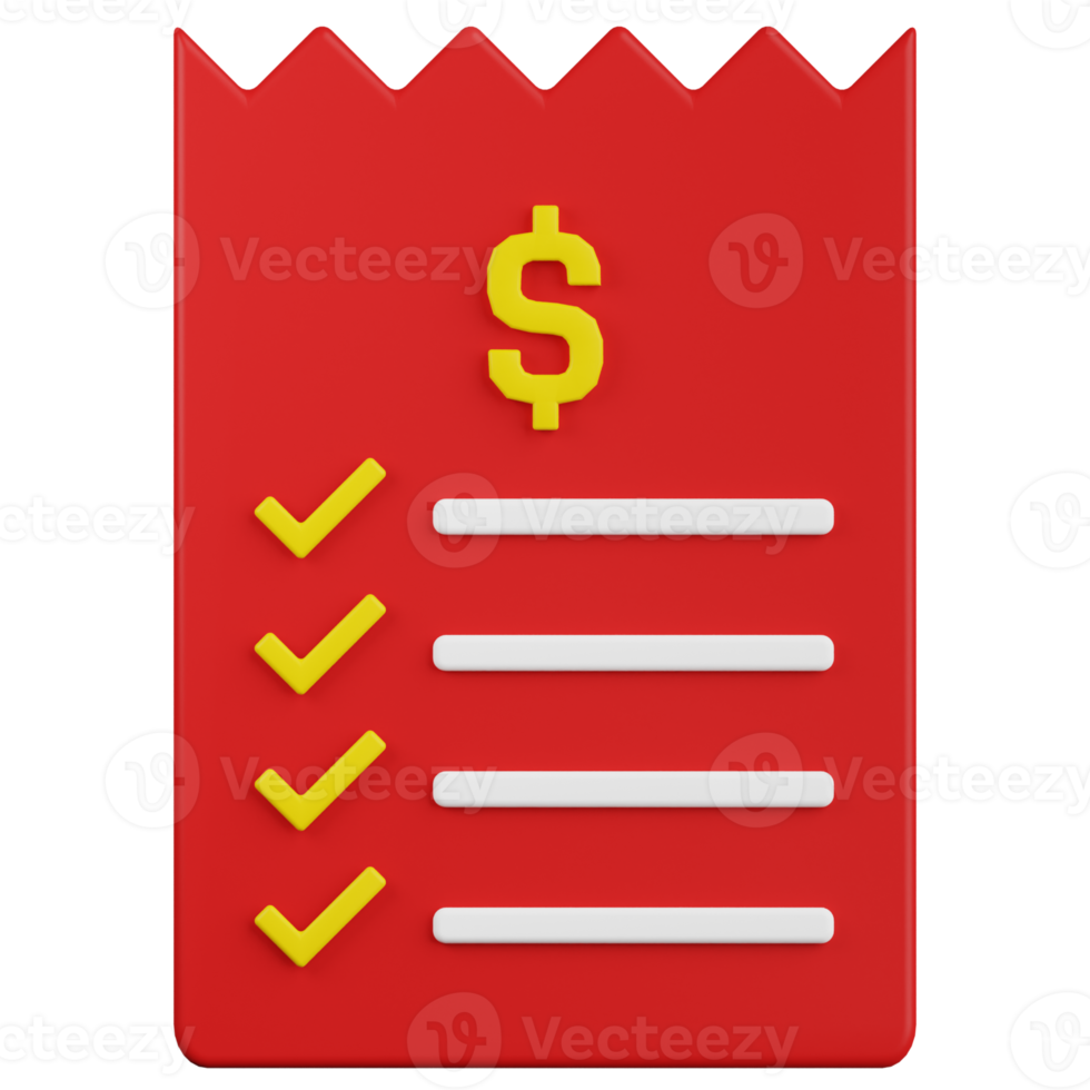 Bill Receipt 3D Illustration png