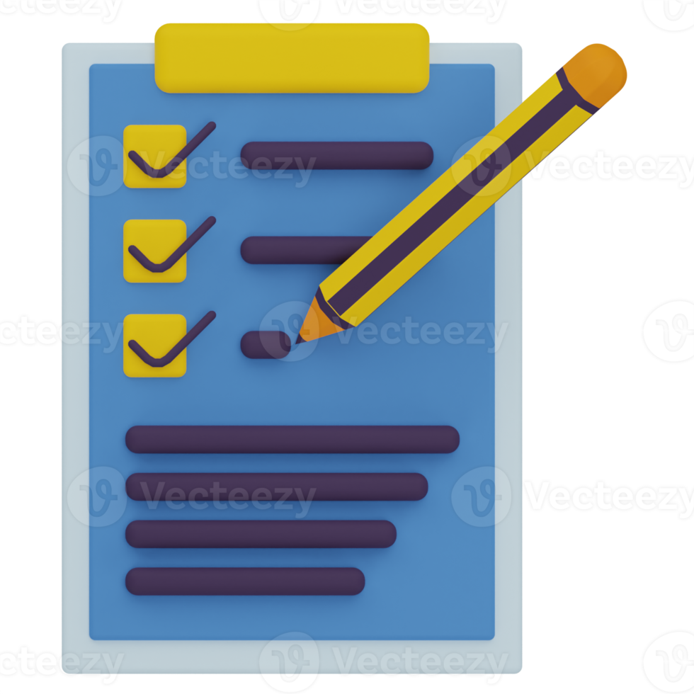 lista de verificación ilustración 3d png