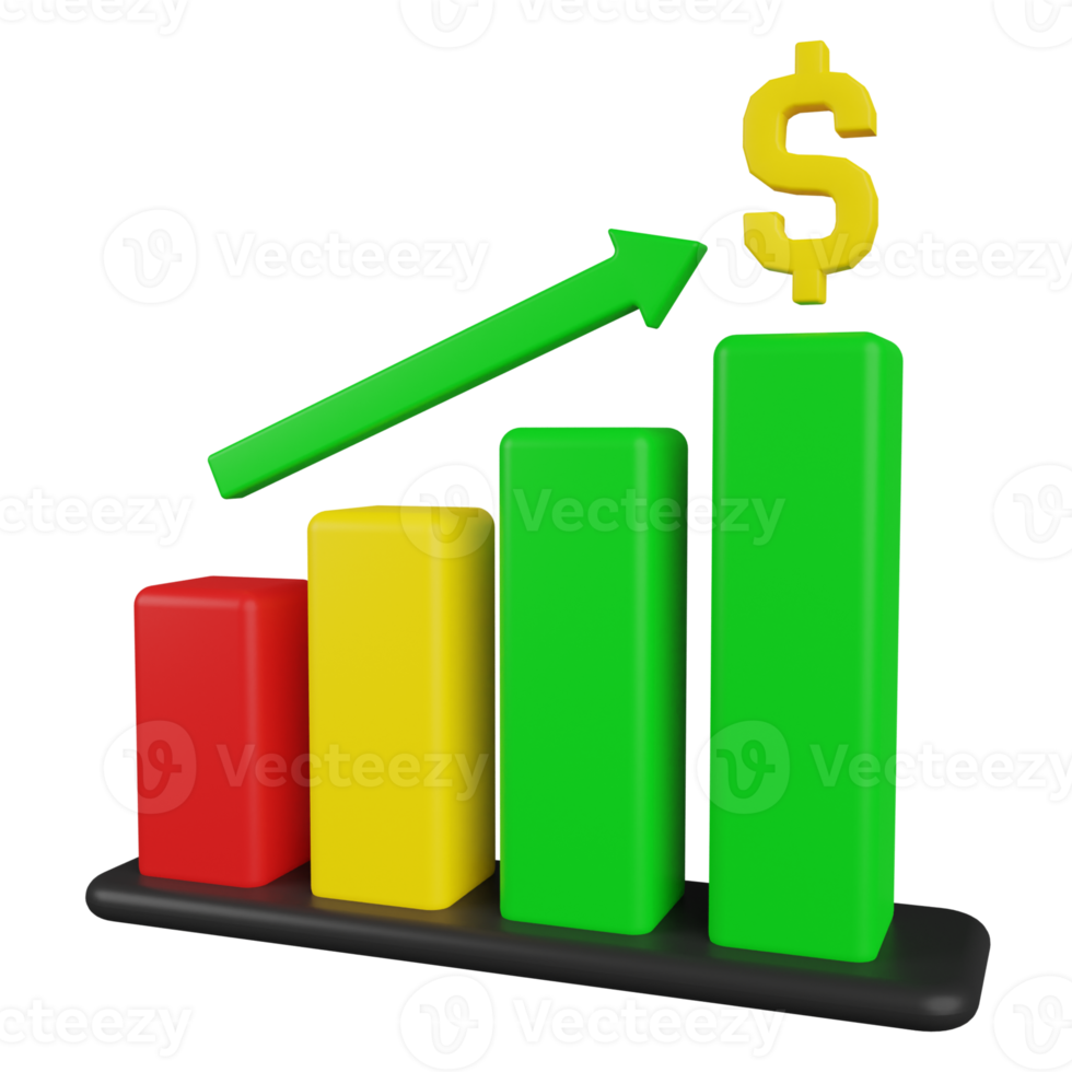 illustration 3d de profit financier png