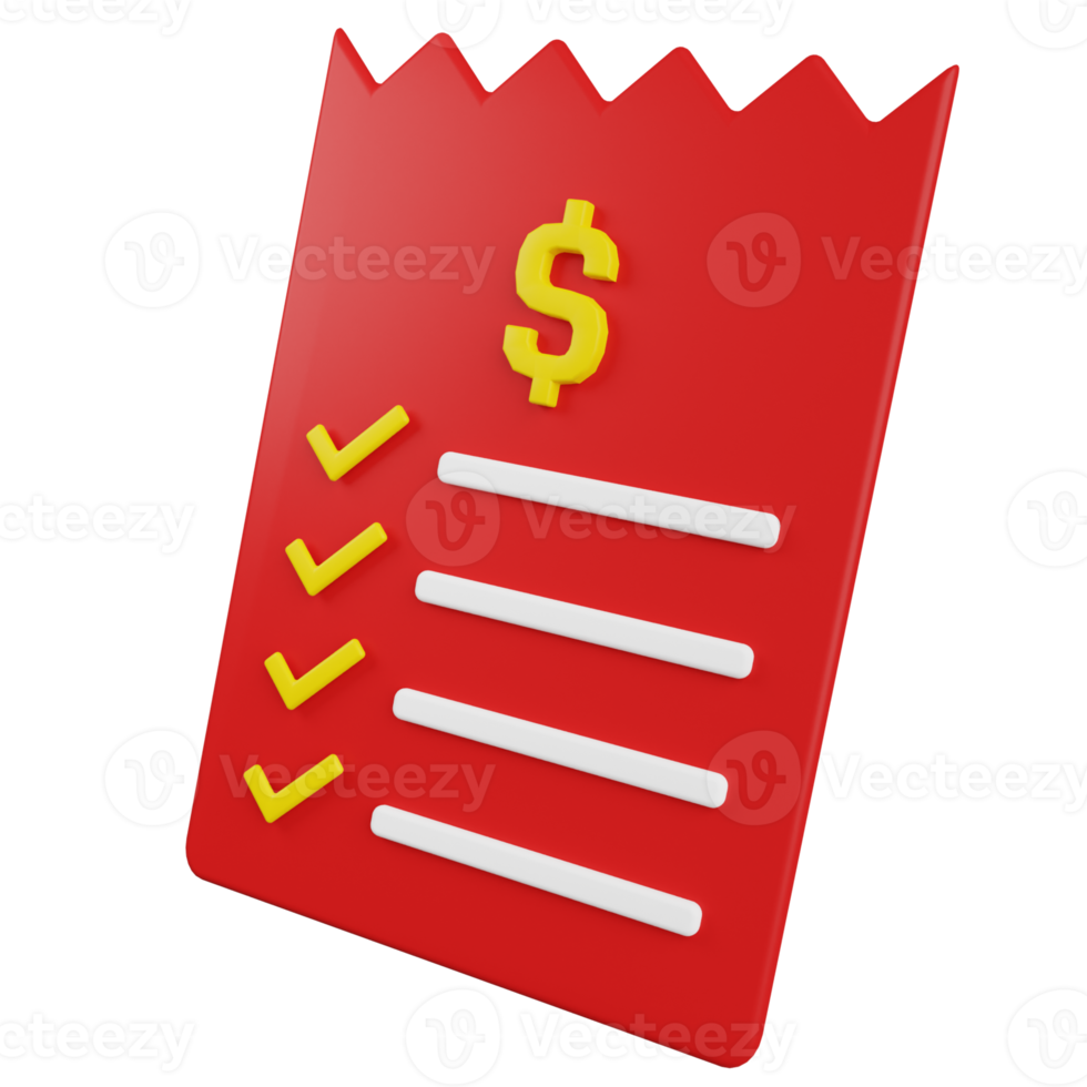 Bill Receipt 3D Illustration png