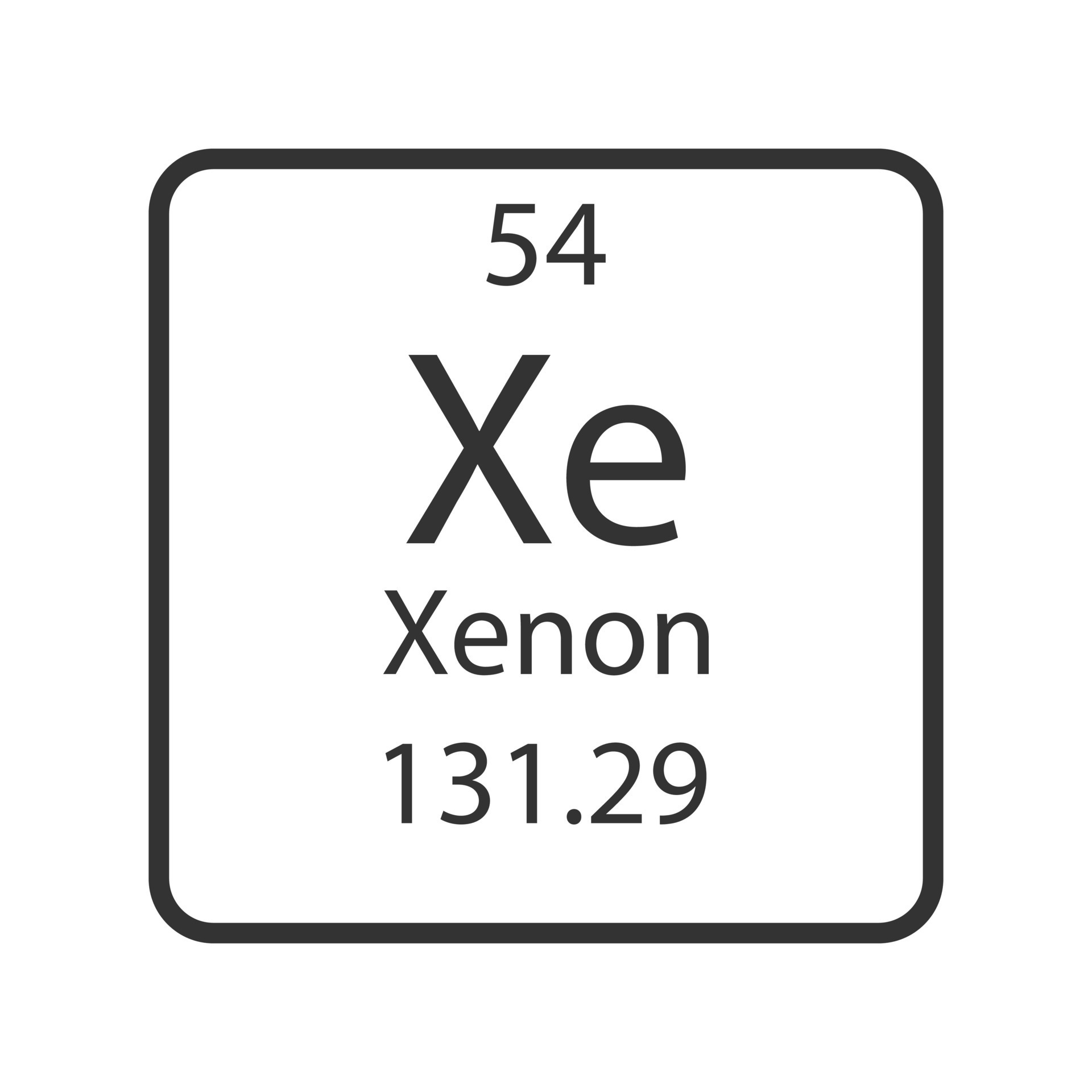 Xenon symbol. Chemical element of the periodic table. Vector