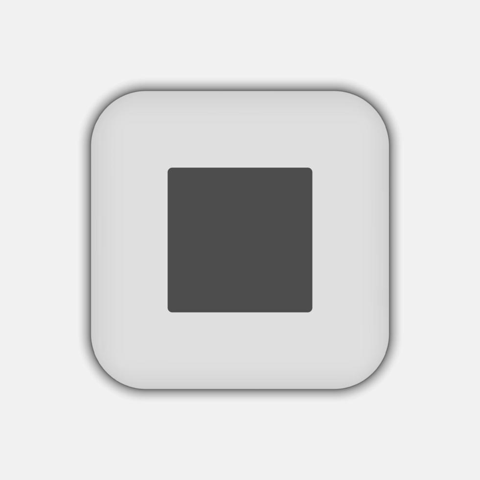 icono de botón de parada gris, diseño plano vector