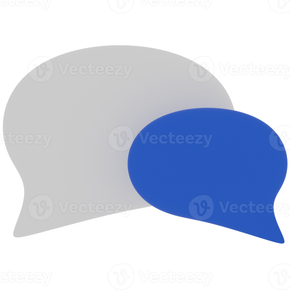 bocadillo de diálogo con ilustración 3d en color azul y blanco png