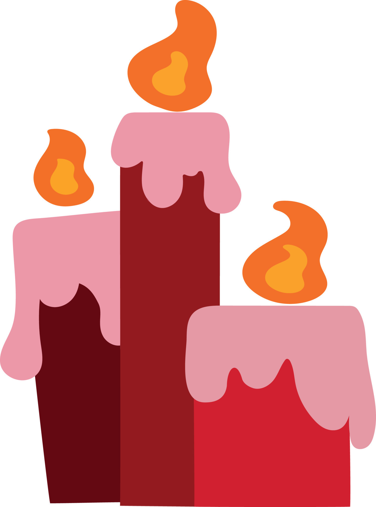 Three red candles. Halloween decoration concept. Vector illustration
