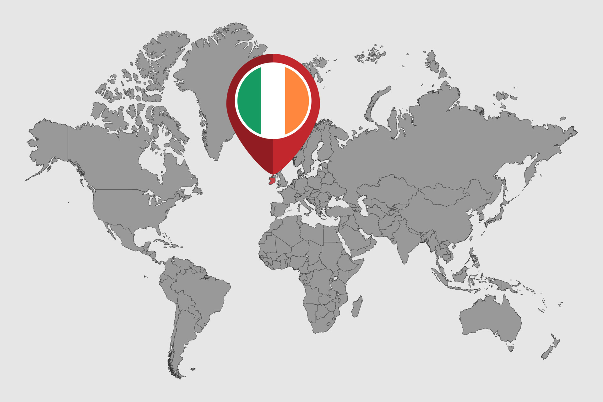 Pin Map With Ireland Flag On World Map Vector Illustration 10794995 Pin Map With Ireland Flag On World Map Illustration Vector
