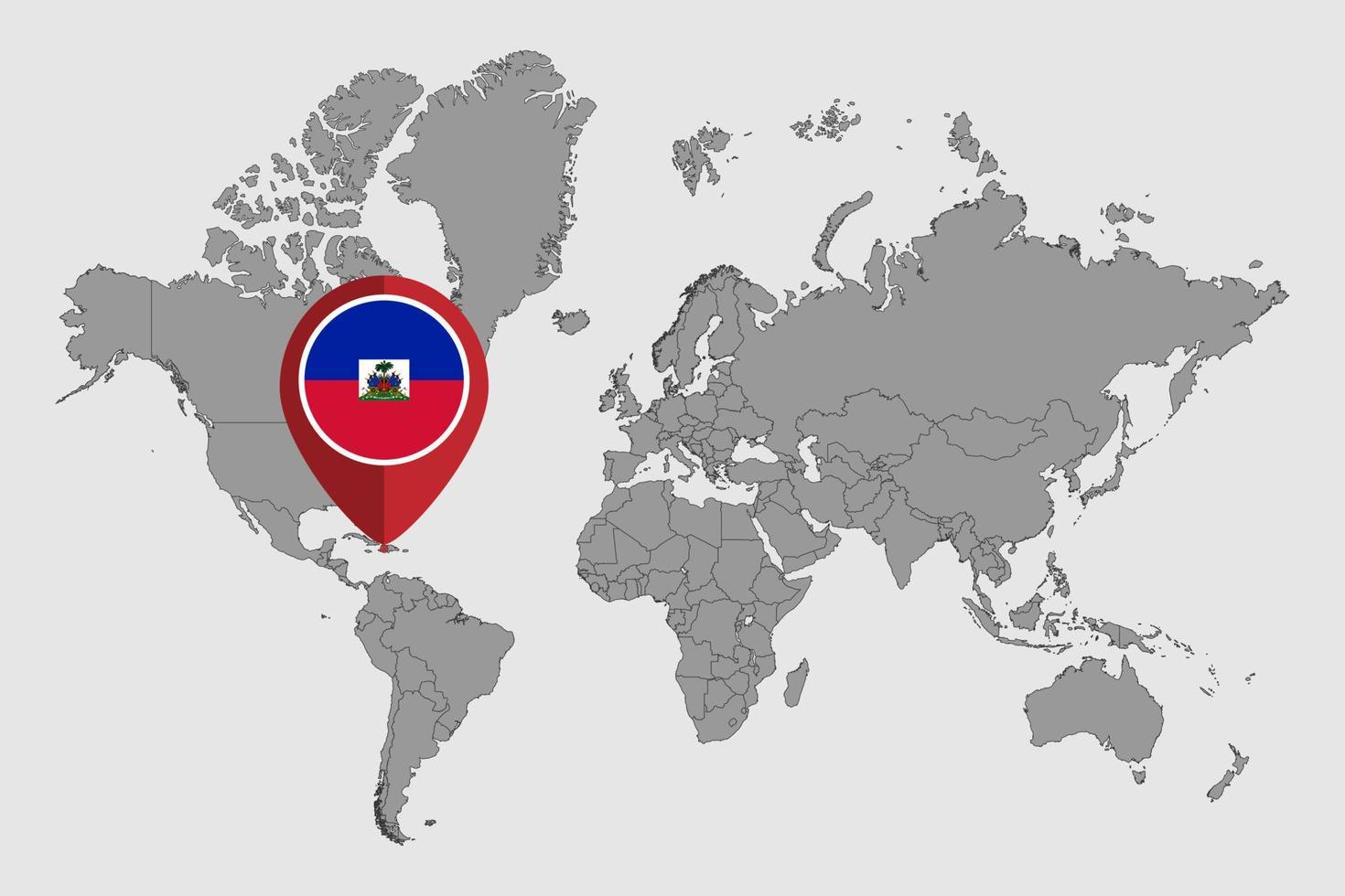 pin mapa con bandera de haití en el mapa mundial. ilustración vectorial vector