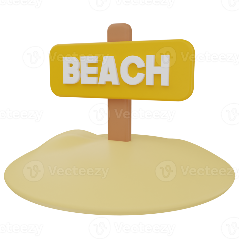 playa, señal, 3d, ilustración png