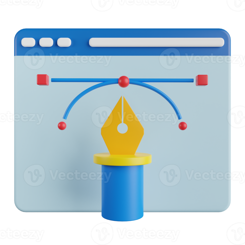 ilustração 3d de ferramenta de design vetorial png