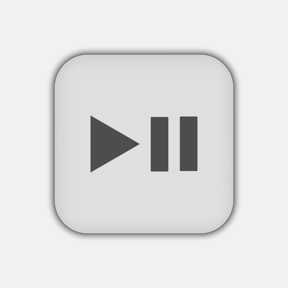 Grey play pause button, flat design style vector