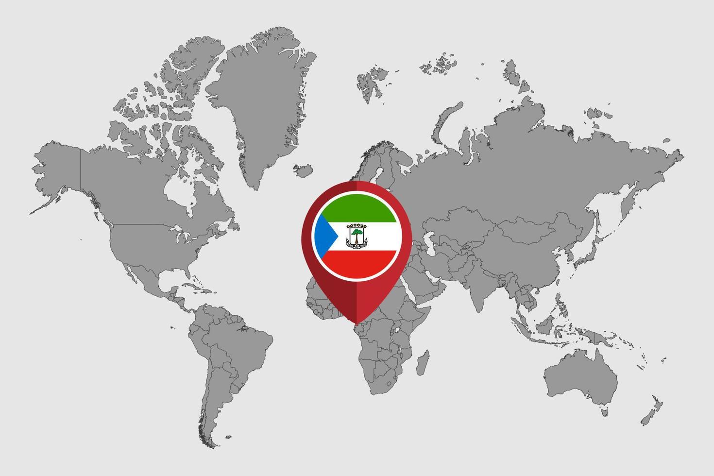 Pin map with Equatorial Guinea flag on world map. Vector illustration.