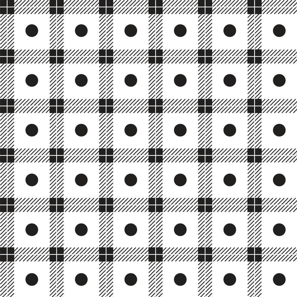 Cute Polkadot Circle Round Dot Geometry Element Black White Grey Stripe Striped Line Checkered Plaid Tartan Buffalo Scott Gingham Pattern Cartoon Vector Seamless Pattern Print Mat Background