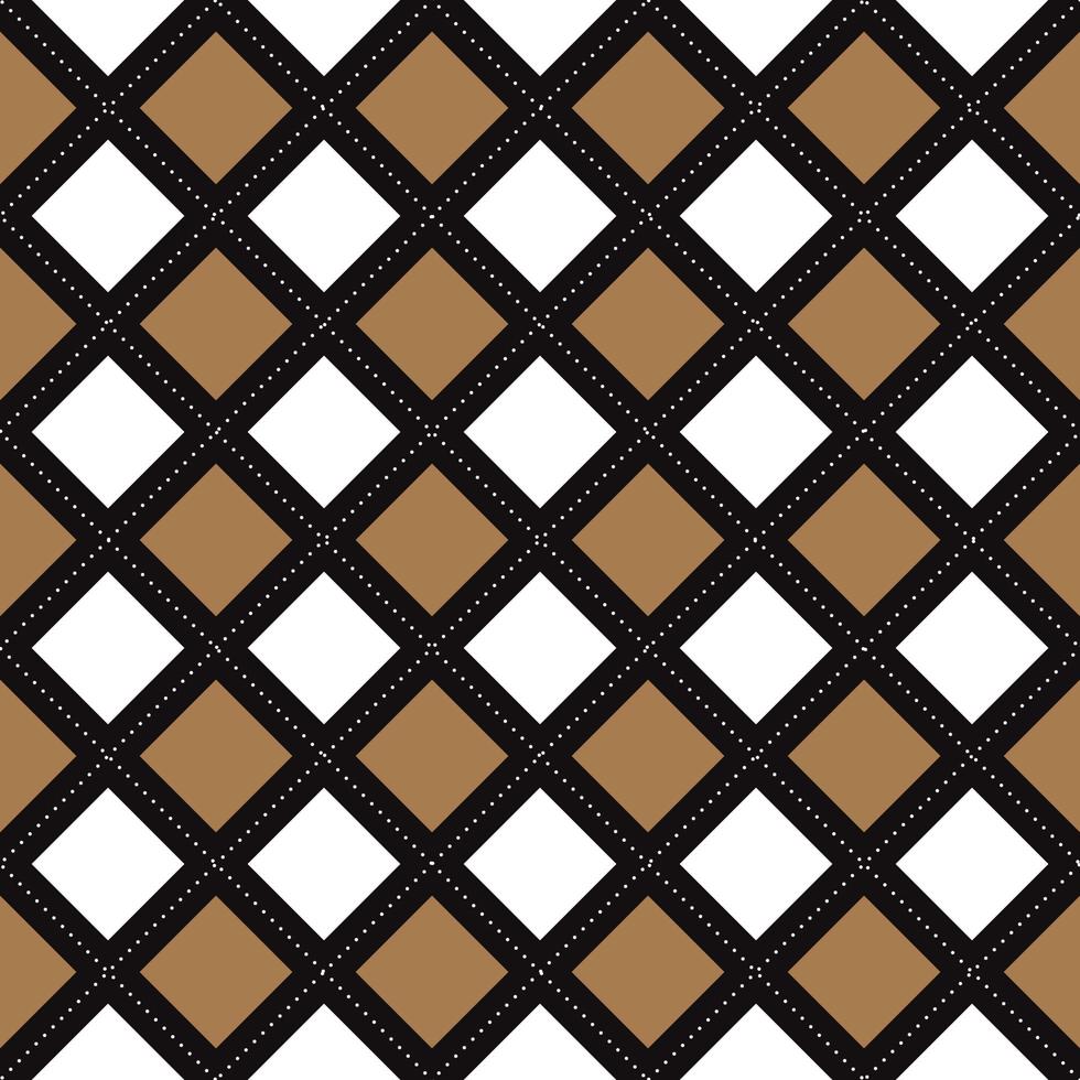 Black White Brown Diamond Square Argyle Diagonal Dash Line Abstract Shape Element Gingham Checkered Pattern Illustration Wrapping Paper, Picnic Mat, Tablecloth, Fabric Background vector