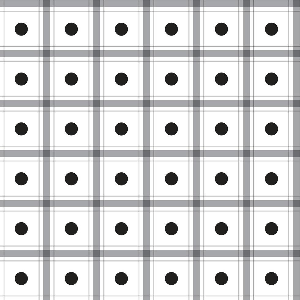 Cute Polkadot Circle Round Dot Geometry Element Black White Grey Stripe Striped Line Checkered Plaid Tartan Buffalo Scott Gingham Pattern Cartoon Vector Seamless Pattern Print Mat Background