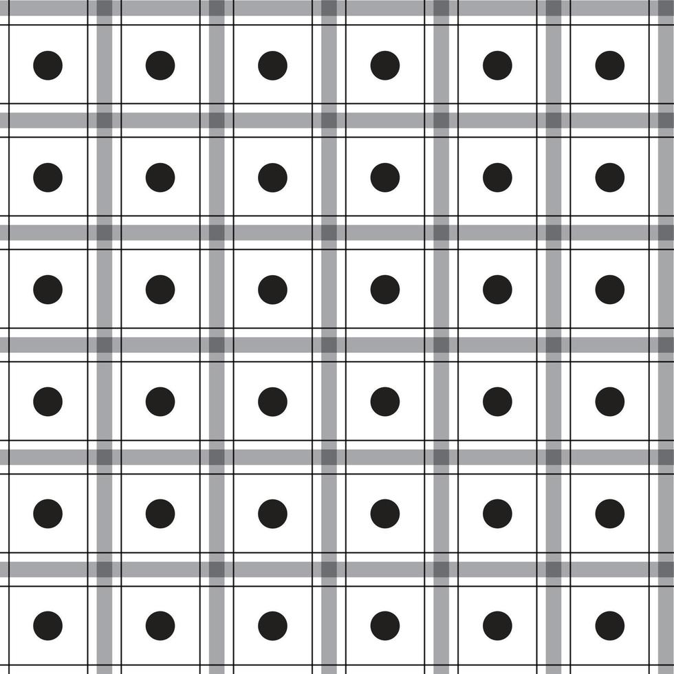 Cute Polkadot Circle Round Dot Geometry Element Black White Grey Stripe Striped Line Checkered Plaid Tartan Buffalo Scott Gingham Pattern Cartoon Vector Seamless Pattern Print Mat Background