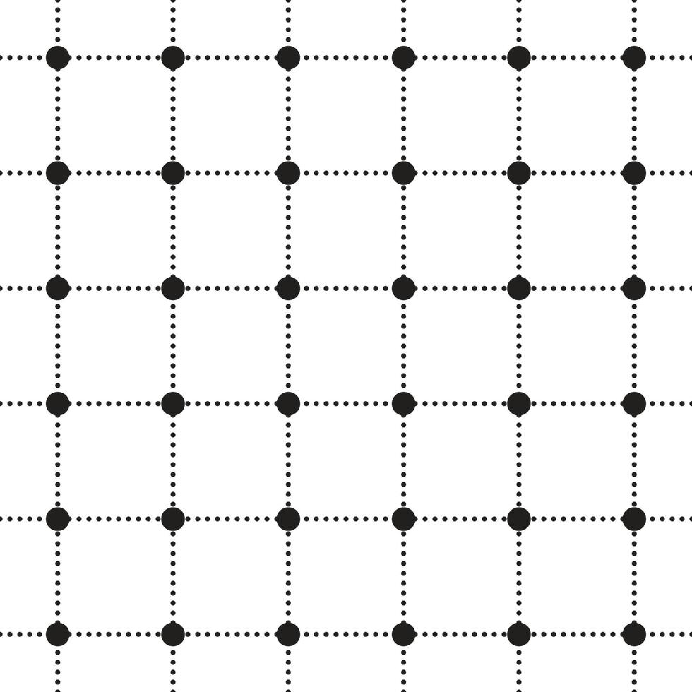 Black and White BW Cute Polkadot Circle Round Geometry Dash Line Scott Checkered Plaid Tartan Gingham Pattern Square Background Vector Cartoon Illustration Tablecloth, Picnic Mat wrap paper, Fabric