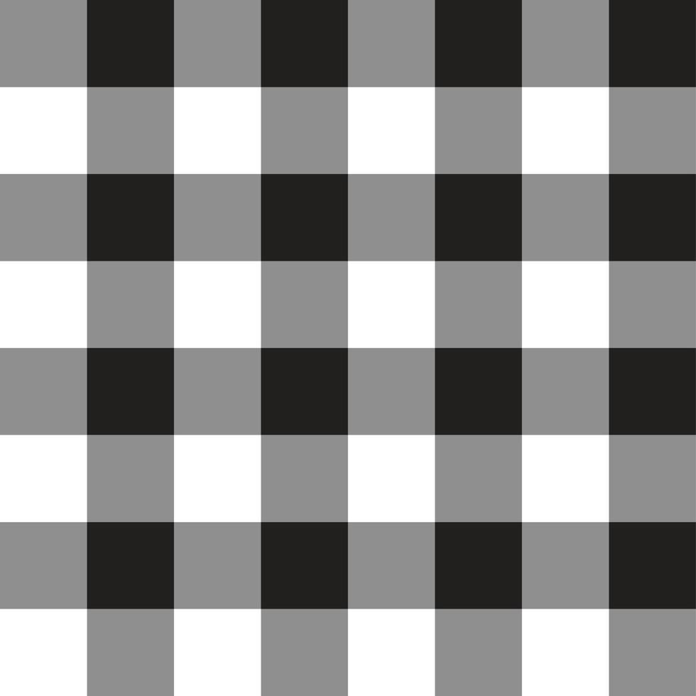 Black White Grey Square Abstract Shape Tile Element Gingham Check Checkered Tartan Plaid Scott Seamless Pattern Cartoon Vector Illustration Print Background Fashion Fabric Picnic