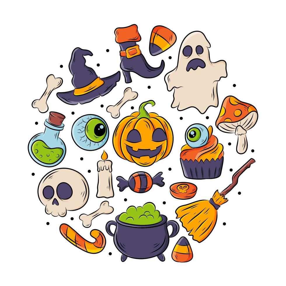 Halloween Festivity Party Hand Drawn Icon Collection vector