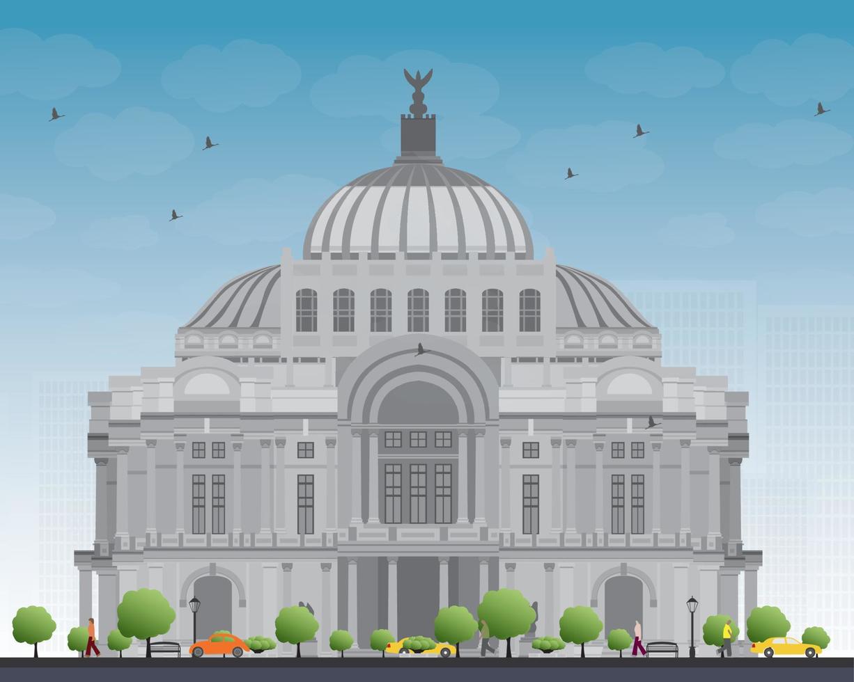 el palacio de bellas artes palacio de bellas artes en la ciudad de méxico, méxico. vector