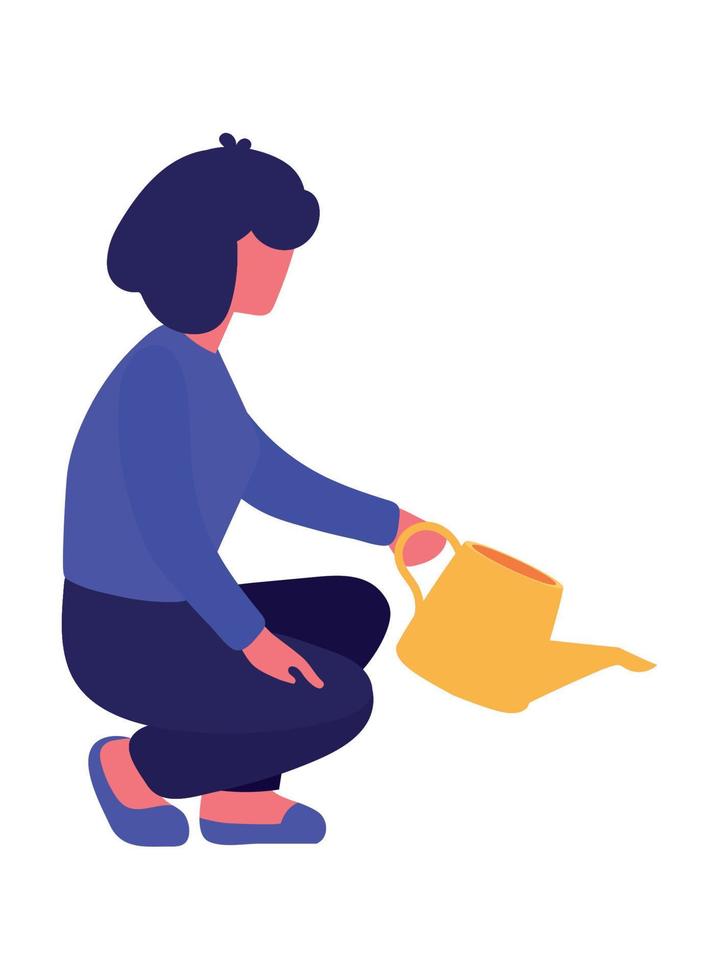 woman with watering can vector
