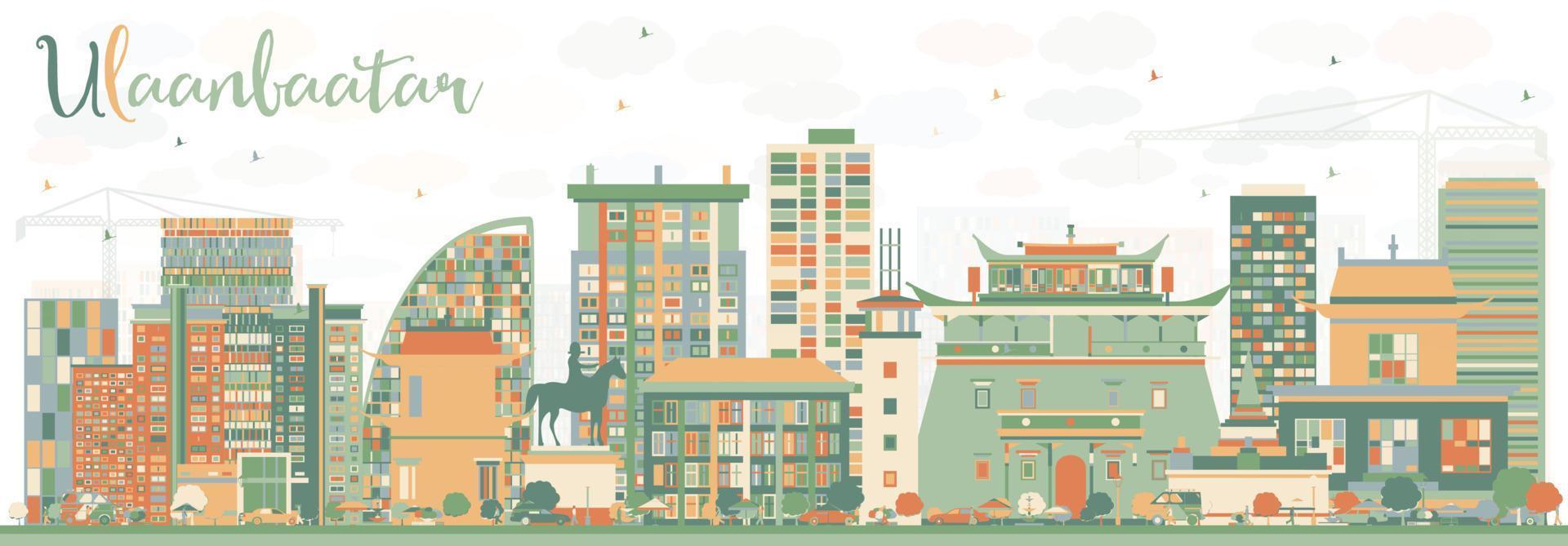 Abstract Ulaanbaatar Skyline with Color Buildings. vector
