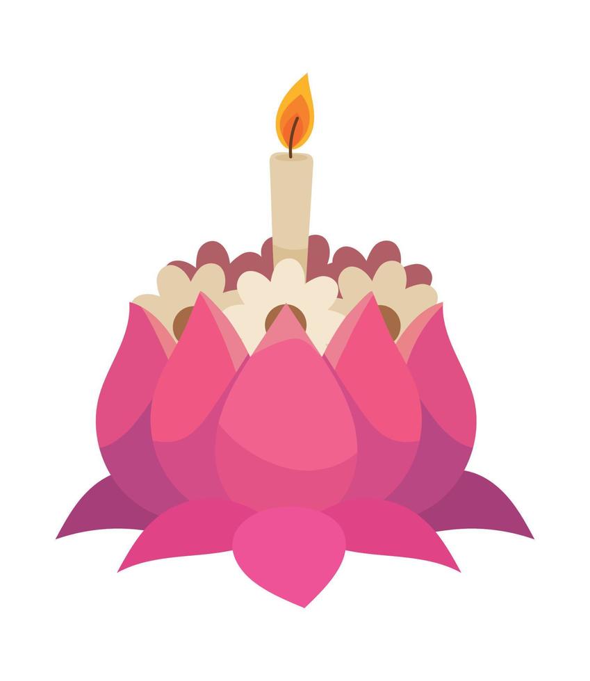 burning candle in flower vector